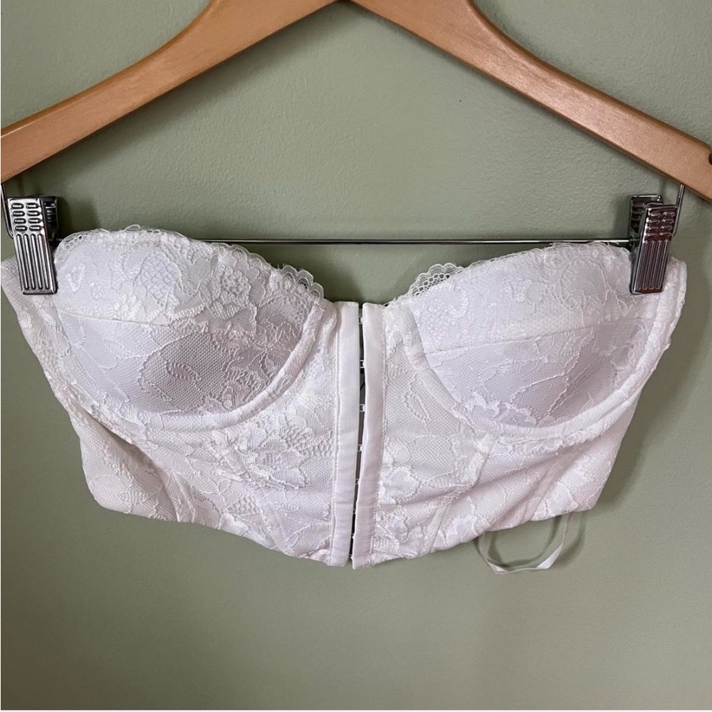 Princess Polly White Lace Corset Cropped Strapless Top